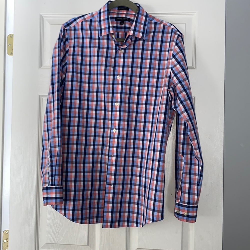 Banana Republic Men Camden Fit non iron plaid button down, size M